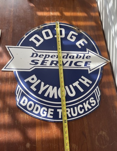 Dodge Plymouth Dependable Service Double Sided Porcelain Advertising Sign - Picture 2 of 7