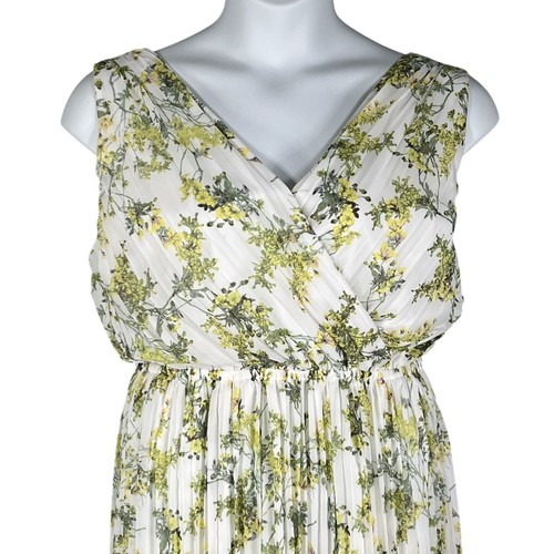 NWT Alex Marie Womens 16 White Green Floral Pleated Midi Spring Dress MSRP $149 - Picture 7 of 18