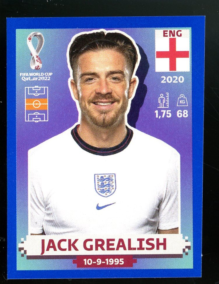 2022 Fifa World Cup Panini Sticker Blue Parallel JACK GREALISH