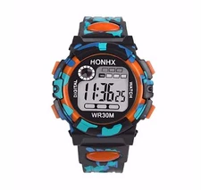 Big Dial Quartz Digital Wrist Watch Alarm Date Wristwatch Chrono Kids BGor --