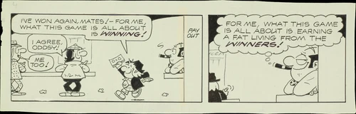Hugh Morren "Original Cartoon Strip Oddsy, Sun" ich habe wieder gewonnen, Kumpels!- für mich,