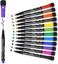 Magnetic Dry Erase Markers Fine: 12 1 Count (Pack of 12), 12 Colors(12 Pack) 
