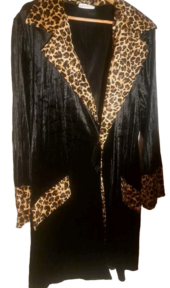 Supa Mac Daddy Pimp Leopard Black Robe/Jacket Pants Halloween Adult Costume XL - Image 3 of 4