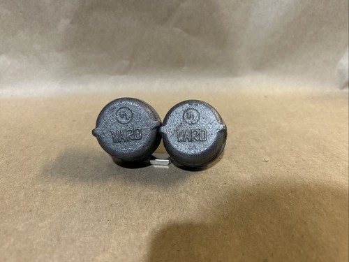 Lot of 2 Ward Black Pipe Fitting Cap 1-1/2'' Malleable Iron - USA