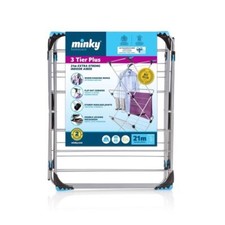 Minky 3 Tier Trio Plus 21m Indoor Clothes Airer Dryer with Flip Outs - Silver