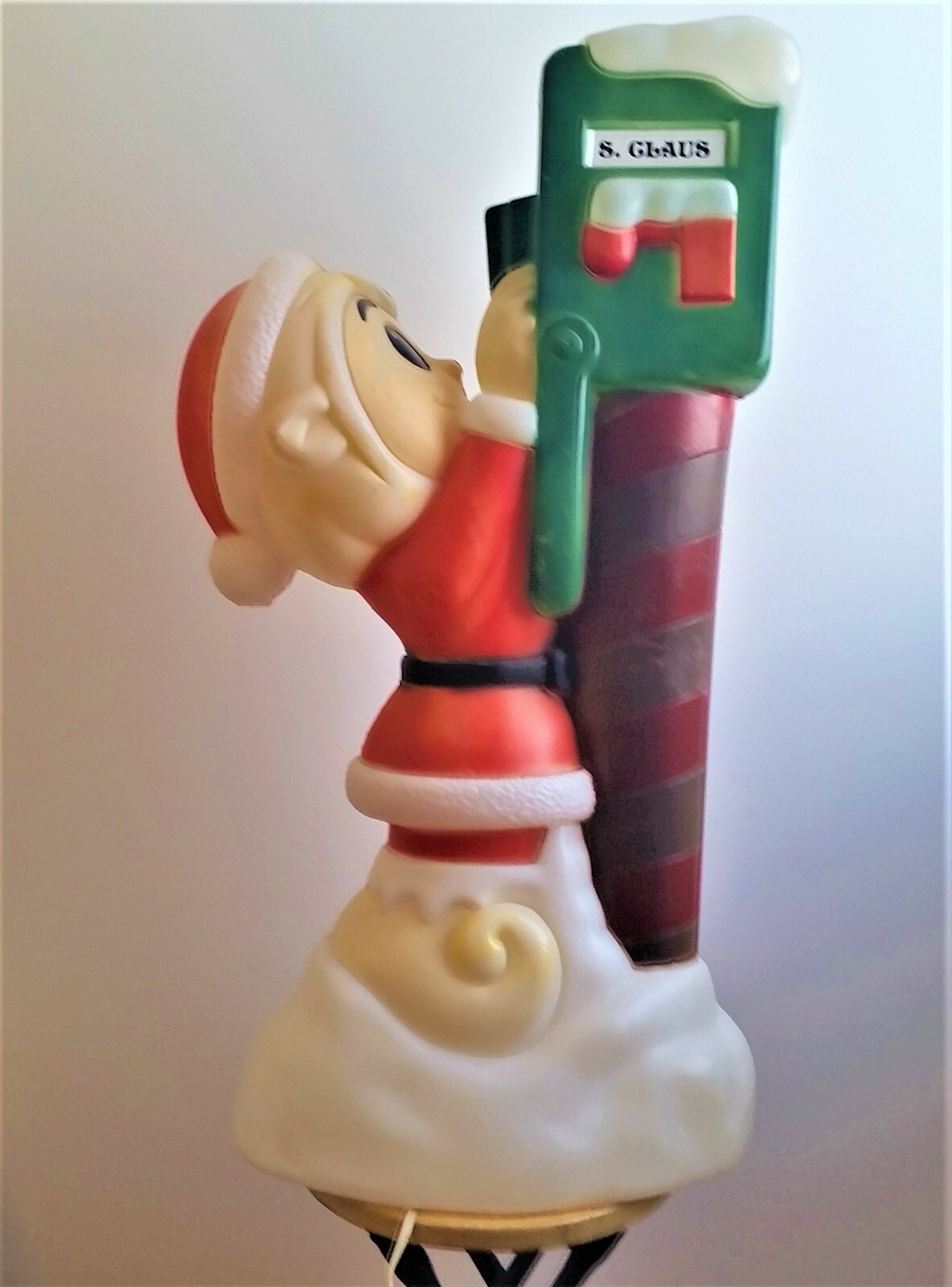Vintage Blow Mold Elf at Mail Box Lighted Holiday Yard Decoration 33