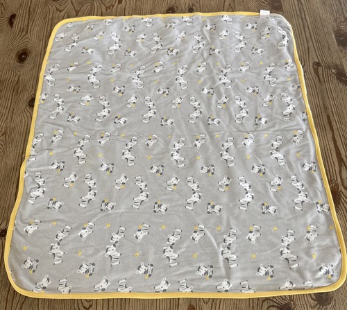 Gymboree Zebra Baby Receiving Blanket Gray White Yellow Bird 2016 Reversible - Picture 4 of 7