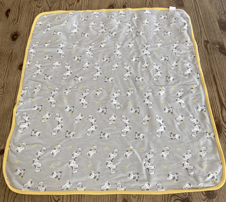 Manta Receptora Bebé Gymboree Cebra Gris Blanco Amarillo Pájaro 2016 Reversible Foto 4 de 4