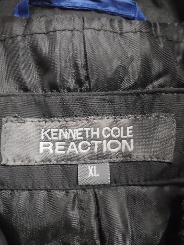 Kenneth Cole 防雨夹克男式 XL 黑色隐藏纽扣衬里 — 第 3/4 张图片