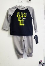 Nike Baby Boys Long Sleeve T Shirt  Pants Set Gray Multi Sz 12M - NWT