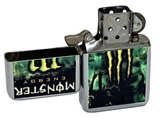 Monster Energy Drink Crowd Of Fans Flip Top Chrome Oil Lighter Wind Resistant