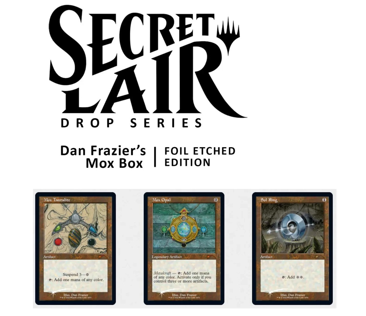 Secret Lair Dan Frazier's Mox Box Foil Etched Cards Factory Secret Lair Dan Frazier's Mox Box Foil Etched Cards Factory