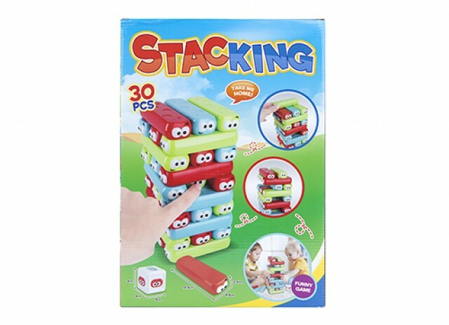 Jumbo Toppling Tower stacking game with, Cute Cartoons- classic outdoor game fun
