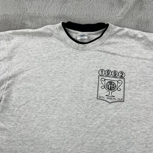Vtg Huntington Beach Shirt Mens XL Gray 90s Surf Soccer Flip Sleeve Graphic USA - Picture 8 of 19