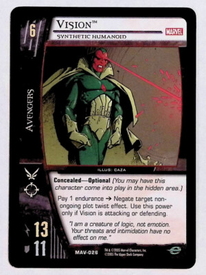 Vision Synthetic Humanoid MAV-026  2005 Upper Deck Versus VS TCG #6 Avengers