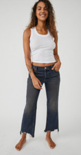 NWT Sz 25 We The Free People Maggie Mid Rise Straight Leg Back Alley Blue Jeans