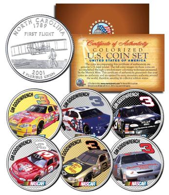 DALE EARNHARDT *GM Goodwrench #3* Colorized NC Quarters 6-Coin Set NASCAR Cars