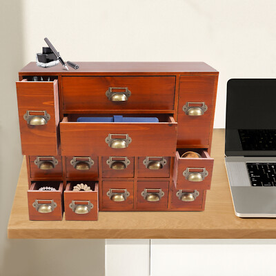 Vintage 14-Drawer Storage Cabinet for Organizing Small Items and Office Supplies