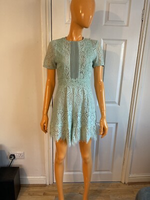 Foxiedox Mint Green Lace Fully Lined Short Sleeves Playsuit Size