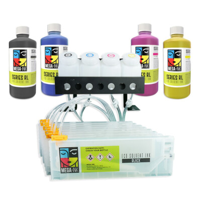 CISS-/BULK-System - Set mit 8 Kartuschen & 4x Series RL 1L CMYK Tinte