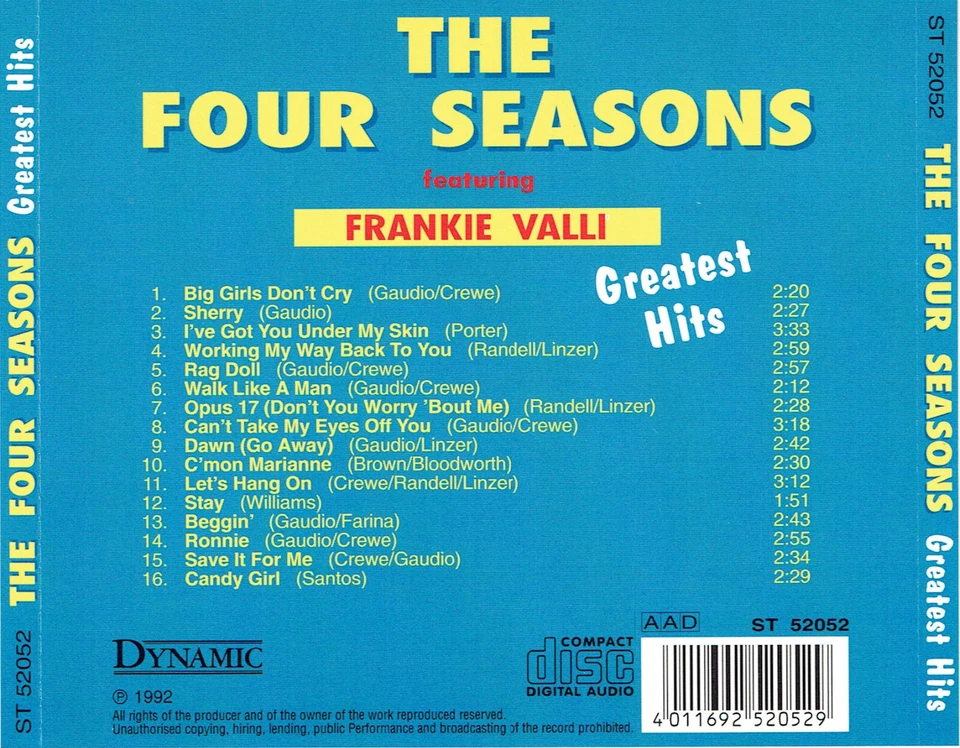 (CD) The Four Seasons Featuring Frankie Valli – Greatest Hits - Sherry, Rag Doll - Bild 2 von 2