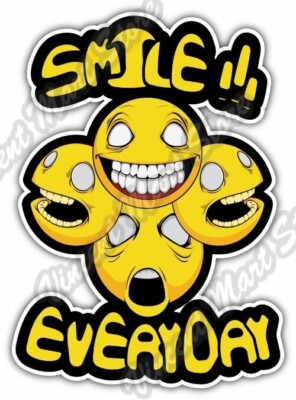 Smile Every Day Emoticon Emotion Funny Gift Car Bumper Vinyl Sticker Decal 4''X5''