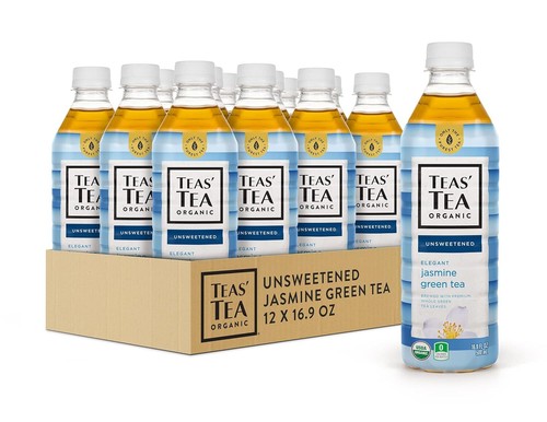 Teas' Tea Unsweetened Jasmine Green 16.9 Ounce (Pack of 12) Organic,...