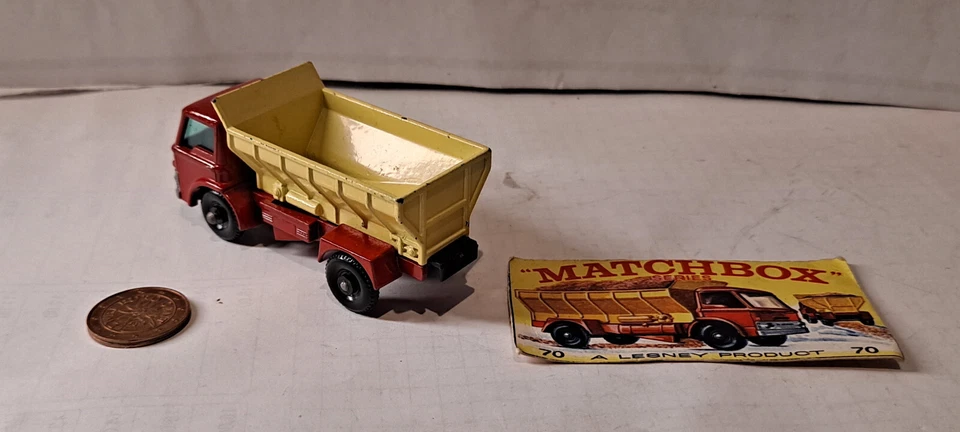 2365. LESNEY MATCHBOX N.70 2nd Issue Ford Gritter truck Con Ritaglio scatola - Immagine 4 di 4