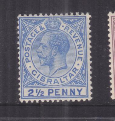 GIBRALTAR, 1912 KGV, Mult. CA, 2 1/2d. Deep Bright Blue, lhm.