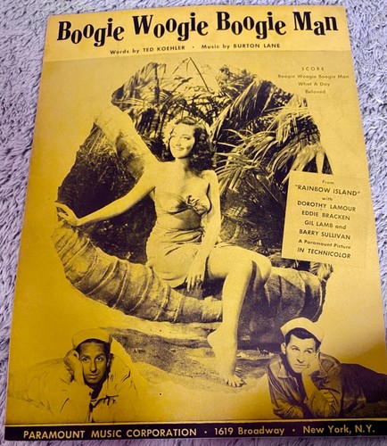 BOOGIE WOOGIE BOOGIE MAN “Rainbow Island” sheet music Dorothy Lamour VINTAGE