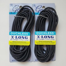 2 Pack Goody Womens Ouchless X-Long Pony Hair Tie Black 15 Ct Ea 2X Longer 07401