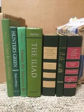 Lot of 7 Shades Of Green Hardcover Books Collection Set Decorative Shelve AB4