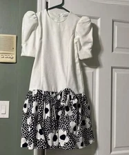 Vintage Simi white floral drop waist dress 70s 80s mod retro go go See Sizing