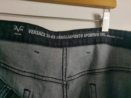 Versace V1969 Italia Black Jeans Men's 46x32 Abbigliamento Sportivo SRL Y2K Zip - Picture 2 of 5