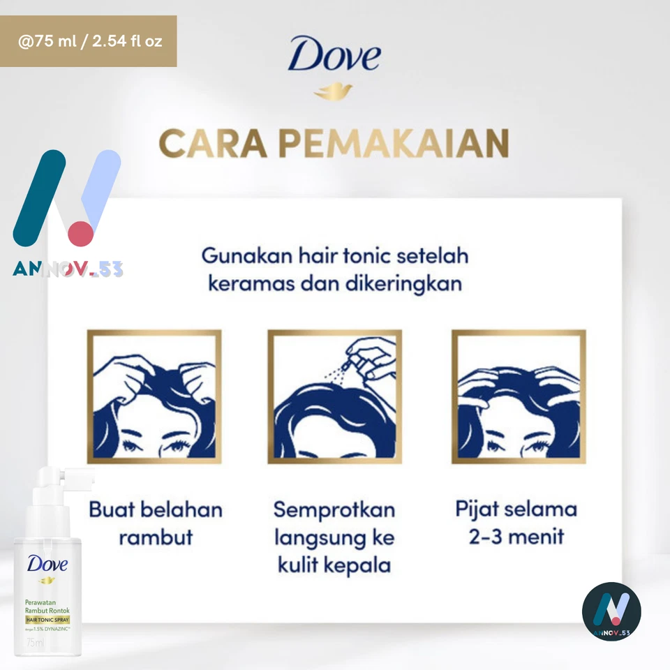 DOVE Hair Tonic Spray Grape Oil Hair Loss Regrowth Treatment Extra Strength 2X - Image 3 of 4