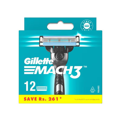 Gillette Mach3 Manual Shaving Razor Blades (Pack of 12 Pcs) (12 pcs) Free Shipp