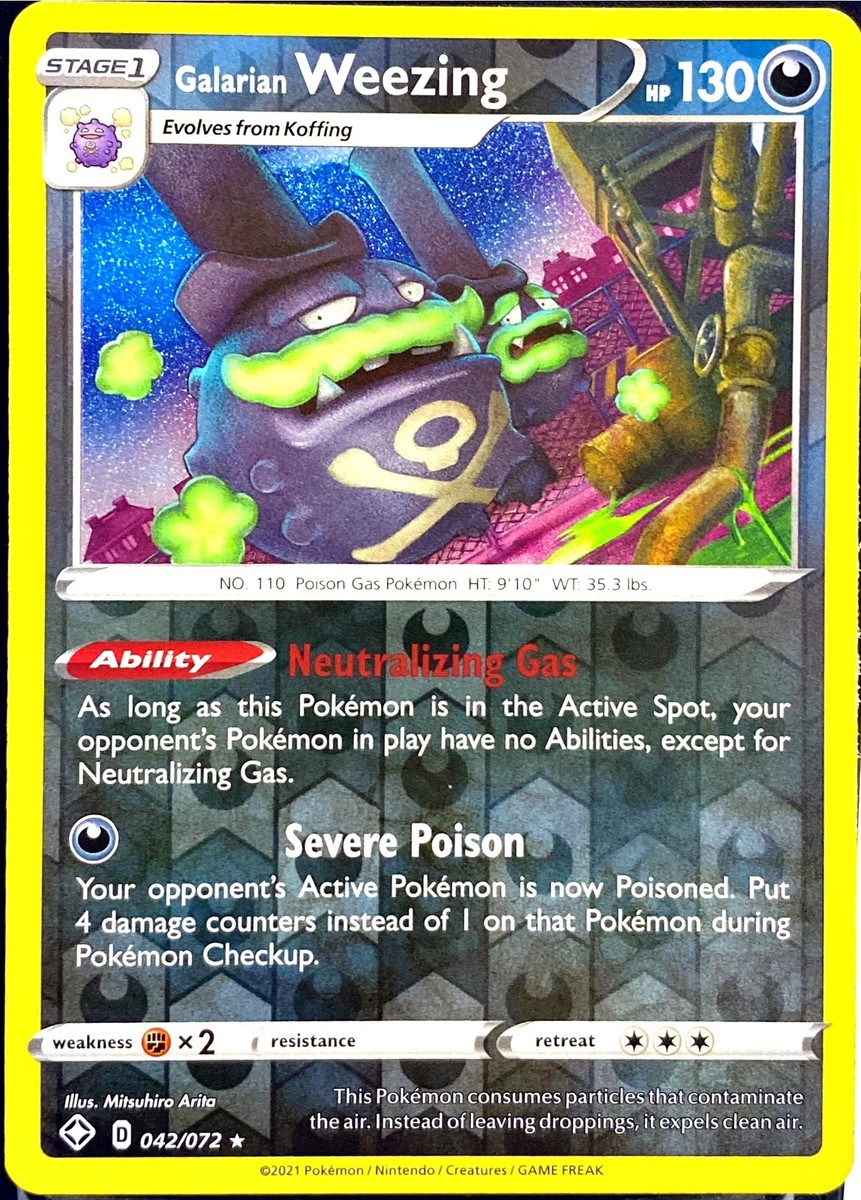 2021 Pokemon Galarian Weezing Shining Fates 042/072 Reverse Holo