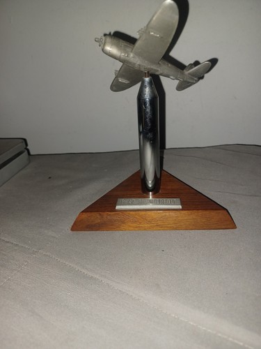Republic P-47 Thunderbolt Wood Base Pewter Steel Artillery Shell Desktop Model  - Picture 2 of 6