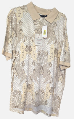 Daniel Cremieux Collection Men's XL Short Sleeve Polo Cotton Floral Sand NWT