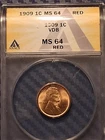Uncirculated Red 1909 VDB Philadelphia Mint Copper Lincoln Wheat Cent