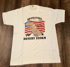 Vtg 90s Desert Storm Graphic T-Shirt Made In USA Single-Stitch Size XL FOL