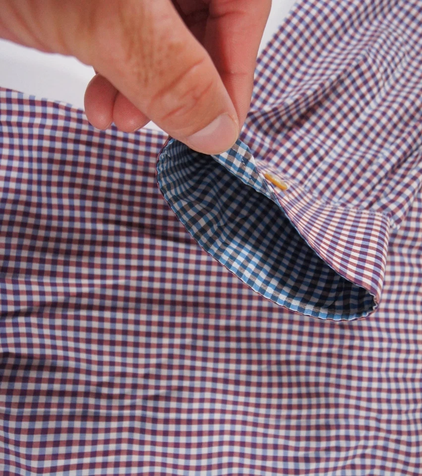 Camisa Paul Smith Para Hombre 16" Púrpura Abotonada Manga Larga Cuadros Guinga Negocios Foto 4 de 4