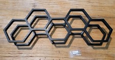 Hexagon Shelves,Wall Mounted Wood Farmhouse Storage Honeycomb Black Modern