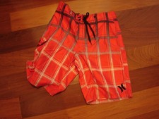 Men's Hurley Red Plaid Hawaiin Style Boardshorts Size 31