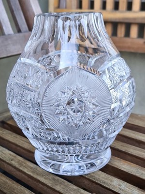 Massive Kristallvase Bleikristall Vintage American Brilliant Style Stern Schliff
