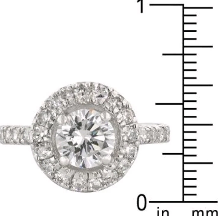 Glamoroso anillo para mujer enchapado en rodio de oro blanco 1,0 CTW circonita cúbica talla 8 Foto 3 de 4