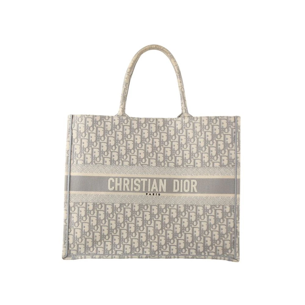 Grand sac fourre tout livre brodé oblique gris Dior 34712 132430891