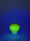 Vintage Fenton Burmese Satin Glass Rose Bowl Vase Crimped Rim UV Glow Uranium
