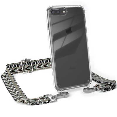 Handykette für iPhone 8 Plus / 7 Plus Boho Case Schnur Hülle Band Grün / Schwarz