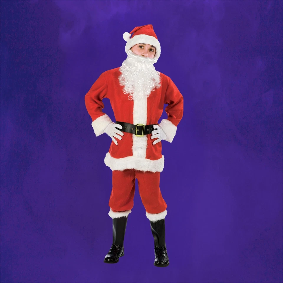 Divertido Mundo Rojo y Blanco Traje de Papá Noel Peluche Niño Disfraz de Navidad - Mediano Foto 3 de 4